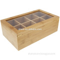 Manufacturer Bamboo Tea Box Healthy 100% Bamboo Tea Bin Storage Box 2015 Fashion Bamboo Watch Box 6Compartment Organizer Hotsale